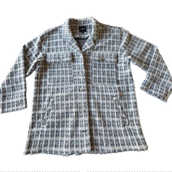 Liverpool Heather Houndstooth Fuzzy Button Front Boxy Jacket Women's Large - Picture 4 of 16